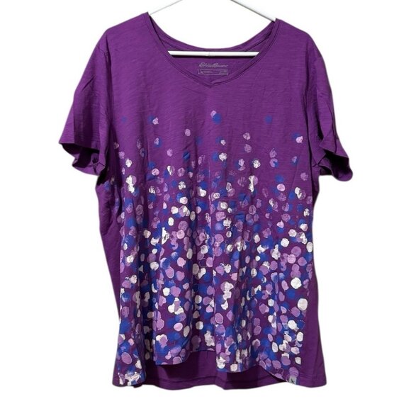 Eddie Bauer Tops - Eddie Bauer Outdoor Women Size XXL Purple Graphic Print Short Sleeve Cotton City